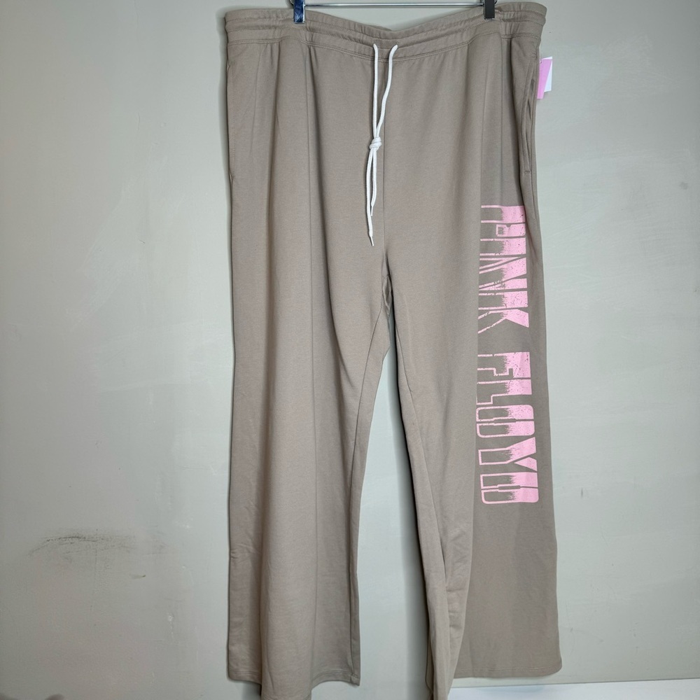 Pink Floyd Women's Wide Leg Sweatpants Graphic Tan/Pink size3X